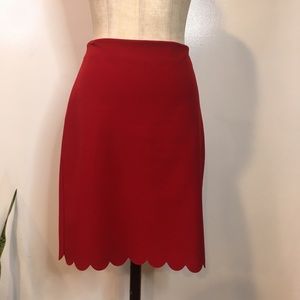 Banana Republic Red Pencil Skirt with Scallop Hem Size 6